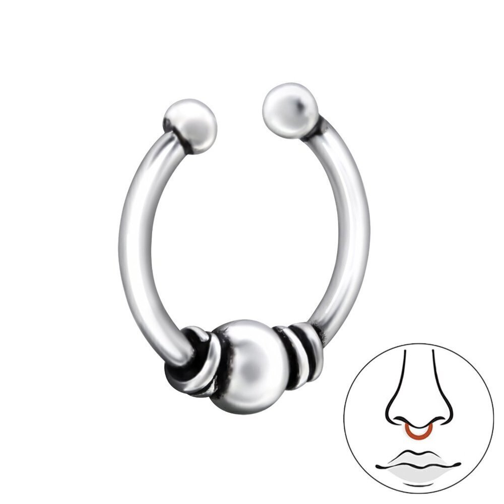Sterling Silver Bali Ball Nose Septum Ring